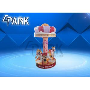 CE Amusement Game Machines , Central Park Happy Kiddie Carousel Ride 3 People With Fiberglass Material