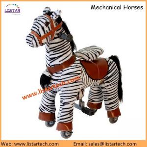 Zoo Kids Riders Mechanical Walking Horse, Zebra Pony Rides in Stuffed & Plush Animal Fur