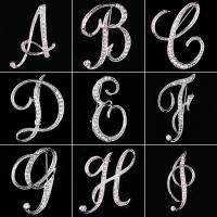 Simple style fashion silver plated  crystal alphabet&letter  brooch