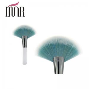 Cosmetic Makeup Blush Brush Blue Hair White Wood Handle Fan Brush