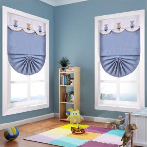 Cartoon fan shape blue pink Roman blinds track modern simple Customized for girls boys