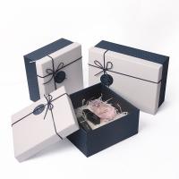 China Perfume Cosmetics Gift Packaging Box Lid And Base Box With Ribbon Bowknot Raffia on sale