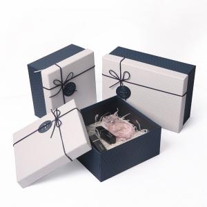 China Perfume Cosmetics Gift Packaging Box Lid And Base Box With Ribbon Bowknot Raffia supplier