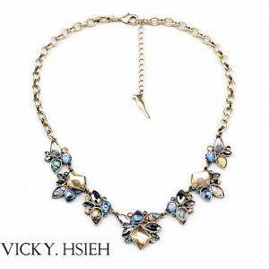 VICKY.HSIEH Brass Ox Tone Multi Color Resin Bead Latest Design Beads Necklace