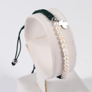 China Fashion Adjustable Bead Bracelet / Black Rope Bracelet With Freshwater Pearl supplier