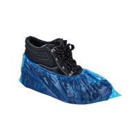 China Home Usage Disposable PE Shoe Cover Blue Waterproof Dust-proof with Rubber Elastic Cord on sale