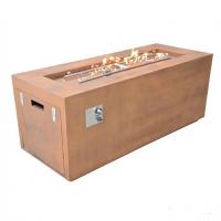 China Rectangle Hidden LP Tank Corten Steel Gas Fire Pit Table For Backyard on sale