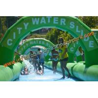 China Long Outdoor Inflatable Water Slides , Green Inflatable City Water Slides For Adult on sale