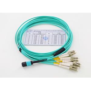 China 12 Core Fiber Optic Patch Cord MPO/MTP - LC 10G OM3 MM 50/125um Breakout Cable supplier