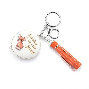 China Leather Covered Elegant Personalised Sewing Tape Measure With Tassel Keychain supplier