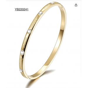 Engagement Gold Rhinestone Bracelet LOVE Engraved Bangles For Women