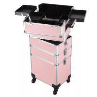 China Aluminum trolley case Hot selling professional and graceful pink makeup trolley case on sale
