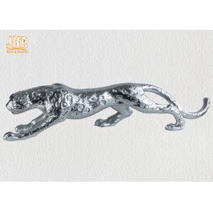 China Home Decor Silver Leafed Polyresin Animal Figurines Fiberglass Leopard Sculpture supplier