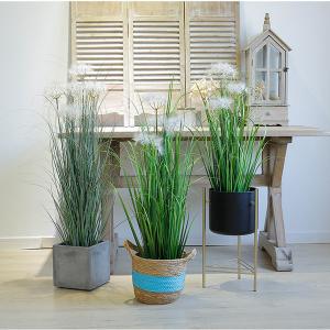 Durable Artificial Bonsai Tree Plush Fiber Silk Fabric Aloe Dog Tail Onion Grass / Plastic Flower Pot