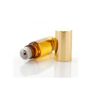 Customize Size Amber Roll On Perfume Bottles With Metal Baller / Aluminum Cap