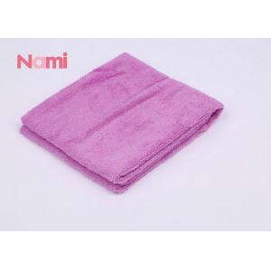China Square Purple Color Wet Hair Towel Wrap Soft Touch With Embroidery Logo supplier