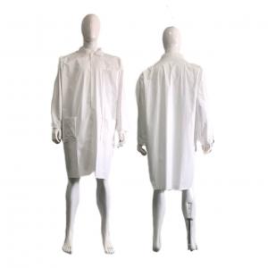 White Microporous Waterproof Dustproof Unisex Uniform Lab Coat with Elastic Wrists Cuffs