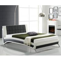 China Faux PU Leather Upholstered Bed Frame Black And White Super King Size on sale