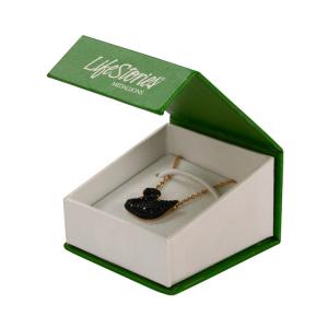 China Green Magnetic Flip Top Gift Box , Necklace / Earring Jewelry Cardboard Box supplier