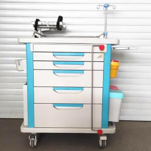ABS  Full Drawer Emergency Crash Cart Hospital Trolley IV Pole Cpr Board