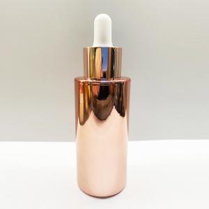 OEM ODM Rose Gold Electroplating Glass Dropper Bottles Round Shape