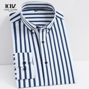 Winter Business Casual Men's Striped Shirt with Non-Ironing and Heat-transfer Printing