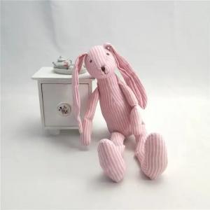 Custom Lovely Stuffed Animal Toys Long Ears Striped Cotton Soft Bunny Rabbit Plush Toys