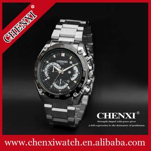 C029A5H Black Mens Military Watch Stainless Steel Band Day Date Business Man Quartz Watch