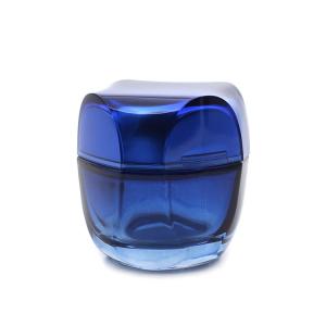 China Blue Glass 50g Square Cosmetic Jar UV plating wear resistant supplier