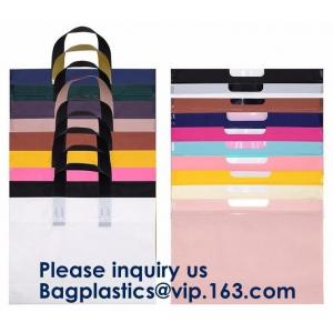 Custom Size Soft Flexi Loop Handle Gold Plastic Shopping Bag Restaurant Takeaway Bag With Printing Square Bottom Plastic