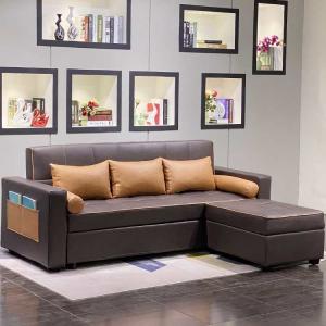 Cappellini Sectional Wood PU Solid Wood Sofa Bed With Chaise 2.2m
