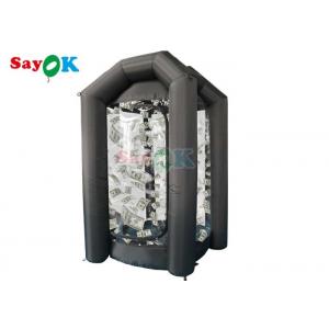0.44mm PVC Inflatable Cash Cube Booth Black Cash Cube Quick Inflated Machine Money Grab Catch For Promotion Events