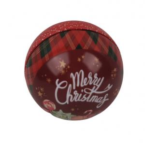 Christmas Themed Ball Shaped Bulk Christmas Tins 70mm Dia For Holiday Gift Promotion