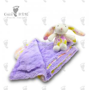 ODM OEM Long Plush Fleece Striped  Swaddle Blanket Warm Coral Bunny Rabbit Blanket Soft Stuffed Animal Blanket