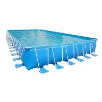 China EN71 Portable Water Pool 0.9mm PVC Inflatable Rectangular Metal Frame Swimming Pool on sale
