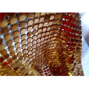 4mm Sparkly Metal Mesh Fabric Curtains Gold For Hotel Or Restaurant Decoration