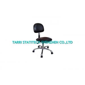 China Conductive ESD PU Leather Cleanroom Chairs Black Steel Plating Flexible supplier