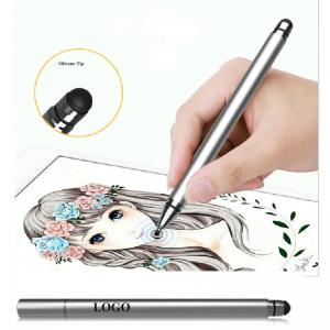 Custom Logo Print Brand 2 In 1 Aluminium Alloy Capacitive Stylus Pen Universal Touch Screen Pen