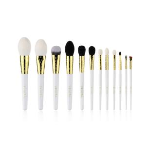 12 Pieces Luxurious Gold Natural Hair Makeup Brushes With Private Label