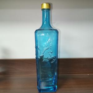 China 500ml 750ml 700ml 1l Transparent Blue Sky Ocean Color Spirit Glass Bottle supplier