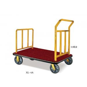 China Hotel Lobby Room Service Trolley Stainless Steel Mirror Gold Finish with Red Carpet Platform supplier