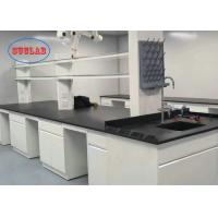 China White Laboratory Instrument Table With Black Phenolic Resin Countertop In Chemistry Lab on sale