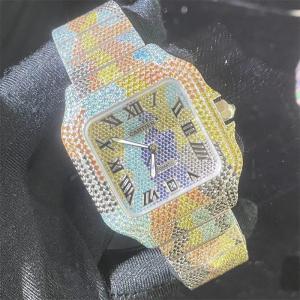 China 26Carats Two Tone Diamond Watch Santos VVS1 Diamond Stainless Steel Watch VS1 supplier