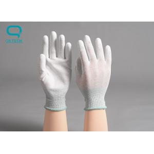 Clean Room Dotted Fit Knitted Cuff Palm Coating PU Nylon ESD Gloves Anti Static