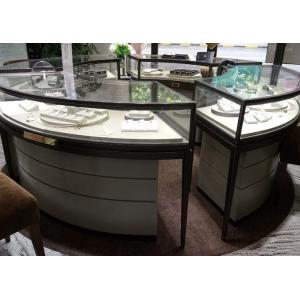 China Bronze Stainless Steel Jewelry Store Showcases Arc Shape With Bottom Cabinet wholesale