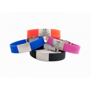 Stainless Steel Silicone Sports Bracelets , Custom Engraved Bracelets For Women