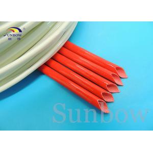 China Iron oxide red braided sleeving products , High Temperature Fiberglass Sleeving supplier