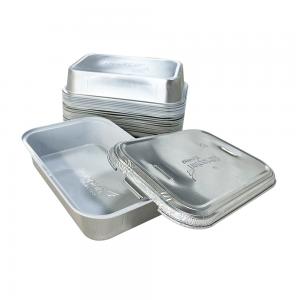 BBQ Grilled Fast Food Serving Tray with Lid Aluminum Foil Smoothwall Disposable Container