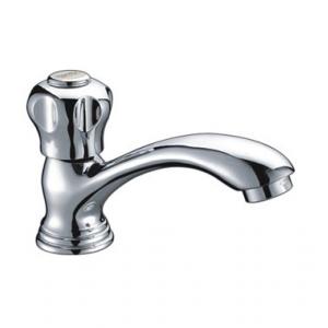 Ceramic Valve Single Hole Brass Basin Tap Faucets , Single Cold Water Basin Tap