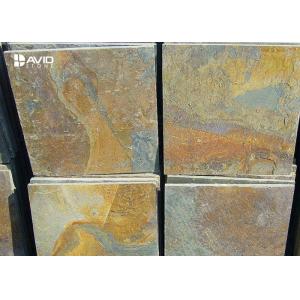 China Rusty Yellow Natural Slate Floor Tiles Non Slip Wear Resistant OEM / ODM Service supplier